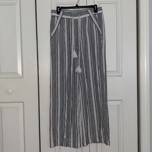 Jolt Striped Linen Bootcut Pants with Pockets